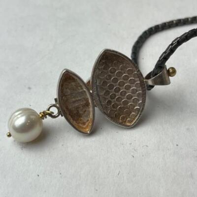 K660 Sterling 14k Yellow Gold Pearl Necklace Earring Set by Sally Craig 