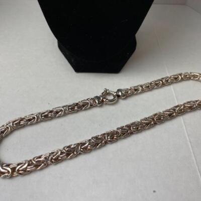 K662 Italian Sterling Silver Byzantine Link Necklace 