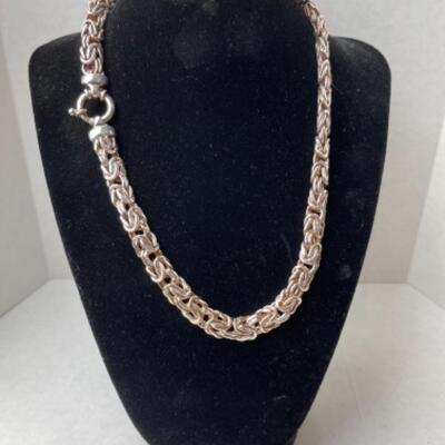 K662 Italian Sterling Silver Byzantine Link Necklace 
