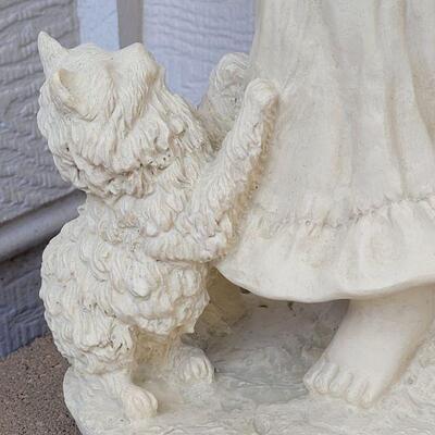 Lot 1:  NEW Girl Holding a Gazing Ball with Kitty Garden Statue