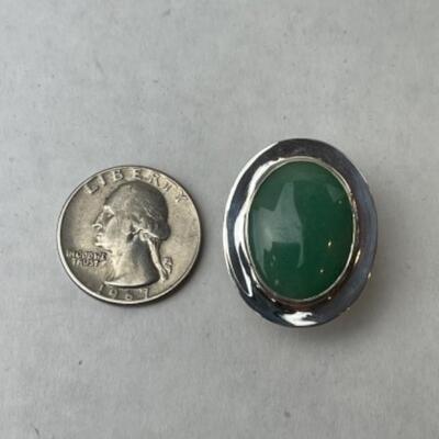 K665 Sterling Chalcedony Oval Earrings and Glass Pendant