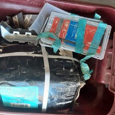 lot 166 - Nails for nailer, anchors for heavy duty concrete appl., etc. in red bin as shown