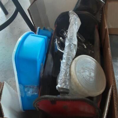 lot 169 -Red tool box/contents; blue container/contents,etc