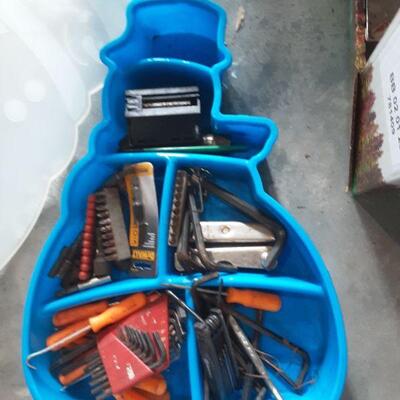 lot 169 -Red tool box/contents; blue container/contents,etc