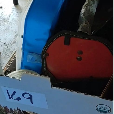 lot 169 -Red tool box/contents; blue container/contents,etc