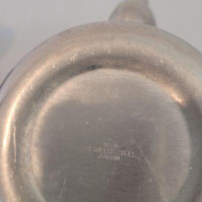 LOT 11: Vintage Stainless Small Single Cup Teapot and Creamer