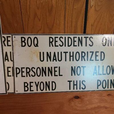 B8: Military Bachelors Officer Quarters Metal Signs