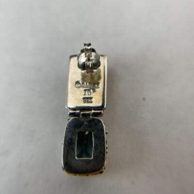 K667 Sterling Silver Blue Topaz Ring And Earring Set 