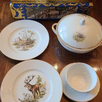 Lot 207: German Tin and Stag/Deer Serving Pieces