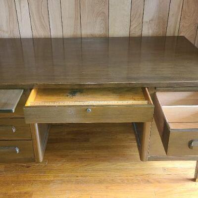 Lot 196: Vintage Wood Office Desk 