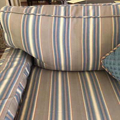 Lot 166 - Large Striped Sofa with Pillows