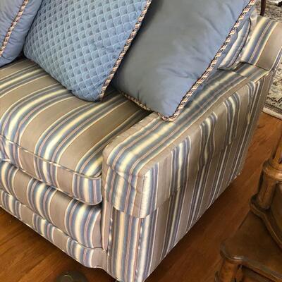 Lot 166 - Large Striped Sofa with Pillows