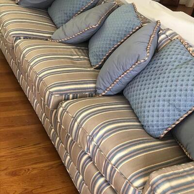 Lot 166 - Large Striped Sofa with Pillows