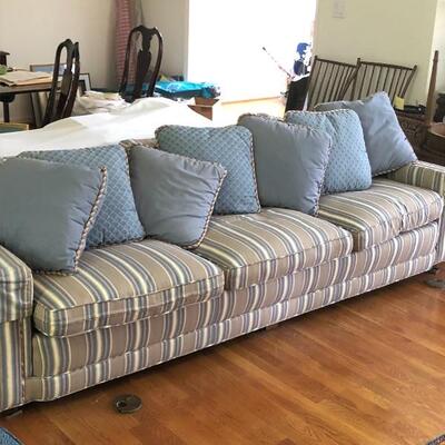 Lot 166 - Large Striped Sofa with Pillows
