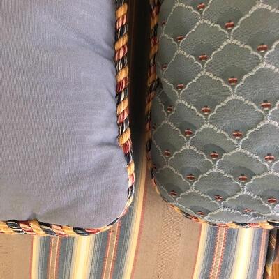 Lot 166 - Large Striped Sofa with Pillows