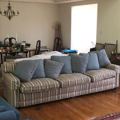 Lot 166 - Large Striped Sofa with Pillows