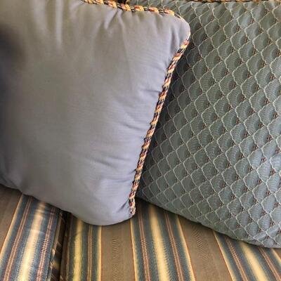 Lot 166 - Large Striped Sofa with Pillows