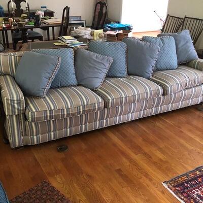 Lot 166 - Large Striped Sofa with Pillows