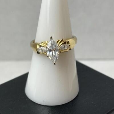 K670 14k Yellow Gold Diamonique CZ Ladies Ring 