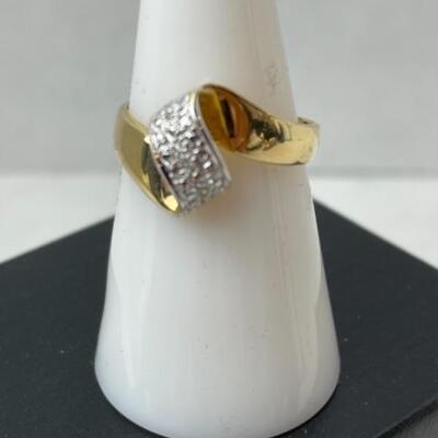 K671 14k Yellow Gold CZ Ribbon Style Ladies Ring 