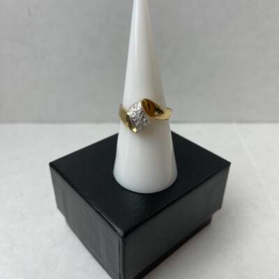 K671 14k Yellow Gold CZ Ribbon Style Ladies Ring 