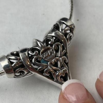 K674 Sterling Silver Blue Topaz Necklace /Slide 