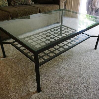 Glass Topped metal Coffee Table