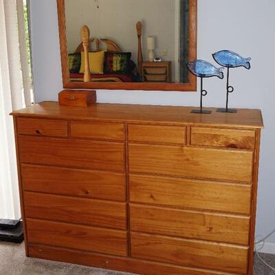 12 Drawer Pine Dresser with Mirror