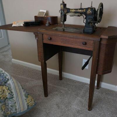 Antique White Cabinet Sewing Machine 