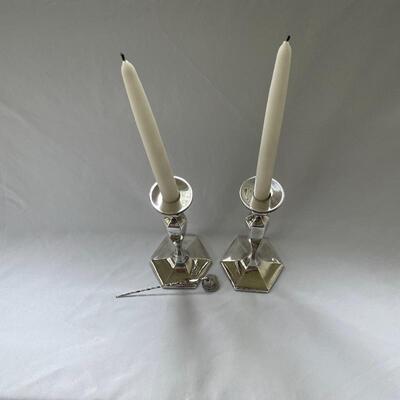 Lot 169 - Sterling Candle Holders w/ Snuffer