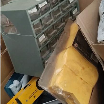lot 188 = Box of assorted items, organizer, etc.