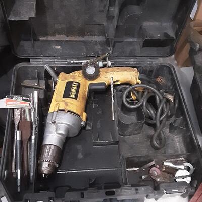 lot 196 - Dewalt electric drill, finish nailer, Campbell hausfeld  compressor