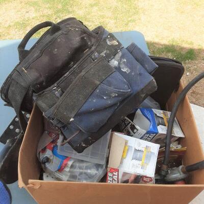 lot 201 - Workbelt, chains, drawer slides, parts storage bins, battery cut-off switch,  parts, etc. as shown