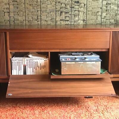 Lot 49D:  Grundig MCM Teak Console Stereo, Reel to Reel and More