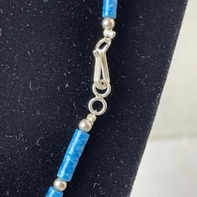 K682 Sterling Silver Denim Lapis Necklace and Earrings 