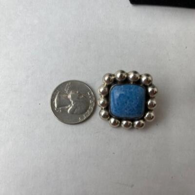 K682 Sterling Silver Denim Lapis Necklace and Earrings 