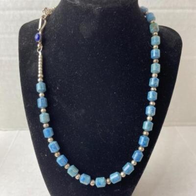 K683 Sterling Silver Lapis Necklace by Artisan Christin Wolf 