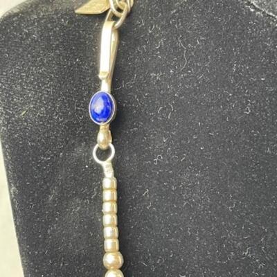 K683 Sterling Silver Lapis Necklace by Artisan Christin Wolf 