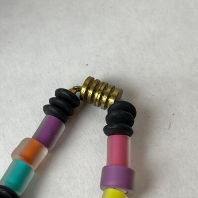 K684 Multi colored glass bead necklace, bracelet, and earring set