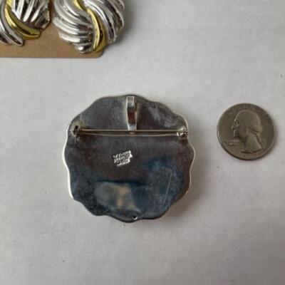 K685 Sterling Silver Pendant /Pin, Earring Set 