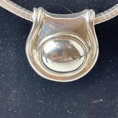 K687 Sterling Silver Omega with sterling Slide Pendant 