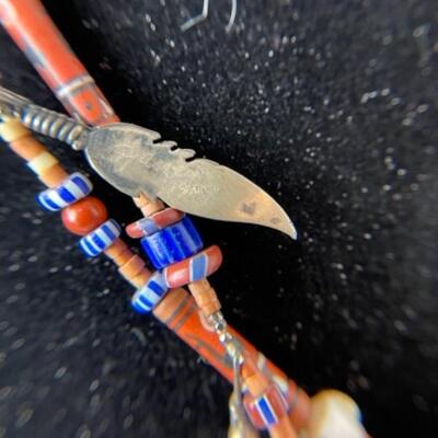 K688 Signed Multi colored Turquoise,Lapis, Beaded Necklace ,Earrings,Ring Set 