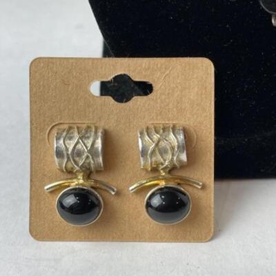 K690 Sterling Mixed Metal Artisan Pendant / Pin with Earrings  Set