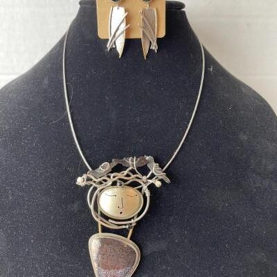 K691 Sterling Silver Pendant by Sharon Schaffer and Earrings Set