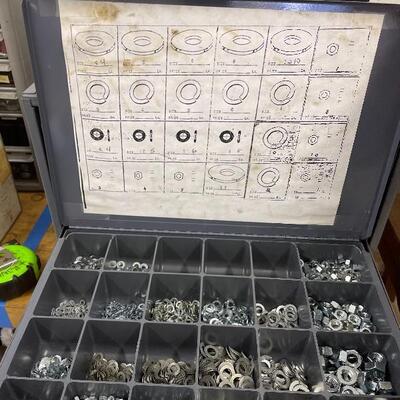 829-Gray Steel 4 Drawer Stocked Hardware Cabinet