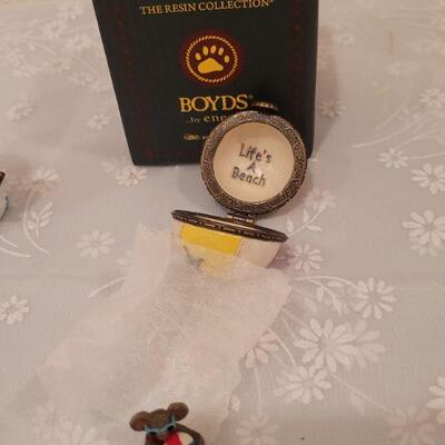 Lot 66: (3) Small Trinket Boxes (one numbered Boyd's Bears Box)