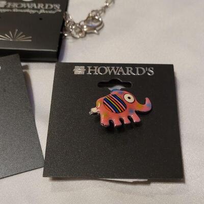 Lot 101: New Howard's Enameled Elephant Necklace and Pins