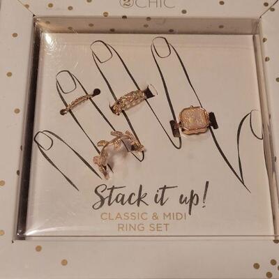 Lot 120: New Stackable Gold Rings, Emoticon Bracelet and Interchangeable Pendant Necklace