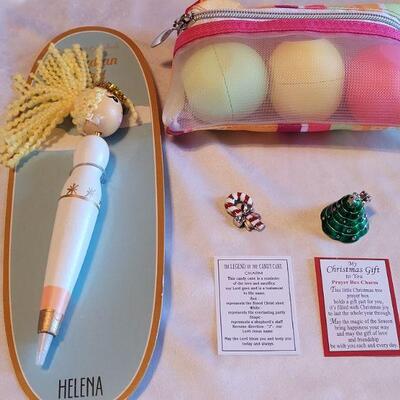 Lot 146: New Angel Pen, EOS Chapstick, Candy Cane Charm and Christmas Tree Prayer Box