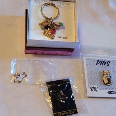Lot 157: New Kitty Keychain, Pins and Pendant 